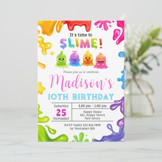 Slime Birthday Invitation (Debout devant)