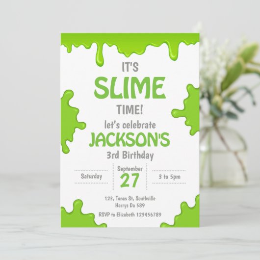 Slime Birthday Invitation (Debout devant)