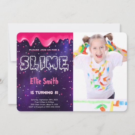 Slime Birthday Photo Invitation (Devant)