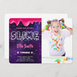 Slime Birthday Photo Invitation