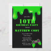 Slime et Jeux Garçon 10e anniversaire Invitations (Devant)