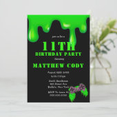 Slime et Jeux Garçon 11e anniversaire Invitations (Debout devant)