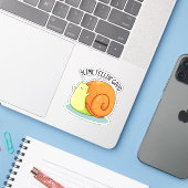 Slime Feelin Good Funny Snail Pun Sticker (Laptop met iPhone)