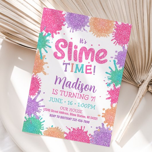 Slime Invitation, Slime Party Invitation Kaart