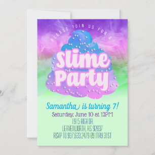 Slime Party Anniversaire Invitation