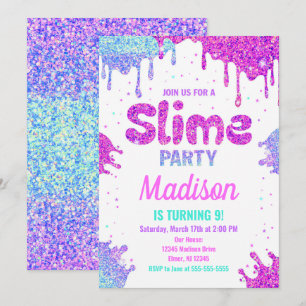 Slime Party Anniversday Invitation Parties scintil