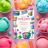 Slime Party Arc en arc-en-ciel Invitation de fête 