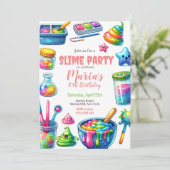 Slime Party Arc en arc-en-ciel Invitation de fête  (Debout devant)