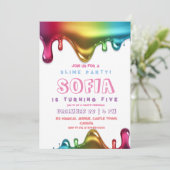 Slime Party Invitation Colorée Slime Anniversaire (Debout devant)
