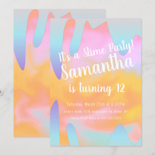 Slime Party Ombre Drift Birthday Rainbow Kaart