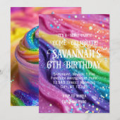 Slime Party Rainbow Kleuren Verjaardagsfeest Kaart (Voorkant / Achterkant)