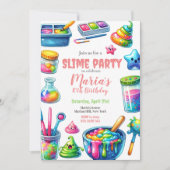 Slime Party Regenboog Verjaardagsfeest Uitnodiging (Voorkant)