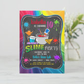 Slime Time Primary Rainbow Birthday Party Invitati Kaart (Staand voorkant)