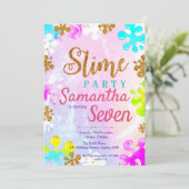 Slime uitnodiging voor verjaardagsfeestje (Staand voorkant)