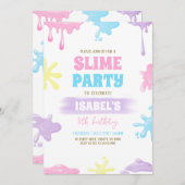 Slime verjaardagsfeestje kaart (Voorkant / Achterkant)