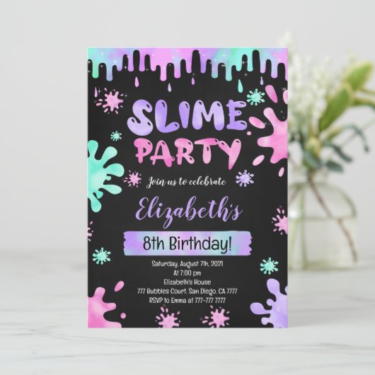 Slime verjaardagsuitnodiging kaart (Staand voorkant)