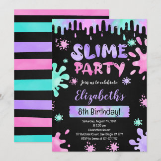 Slime verjaardagsuitnodiging kaart