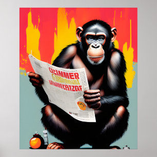 Slimme Aap Poster Aangepaste Chimpansee Muurkunst