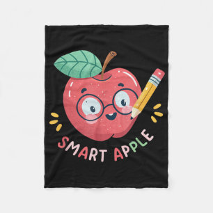 Slimme appel schattig grappig terug naar school fleece deken