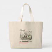 "Slimme besparingen, stijlvol winkelen!" Grote Tote Bag (Achterkant)