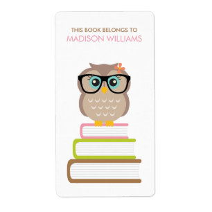Slimme Hipster Uil Bookplate Etiket