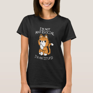 Slimme Kat Anti Sociaal Anti-Dom T-shirt