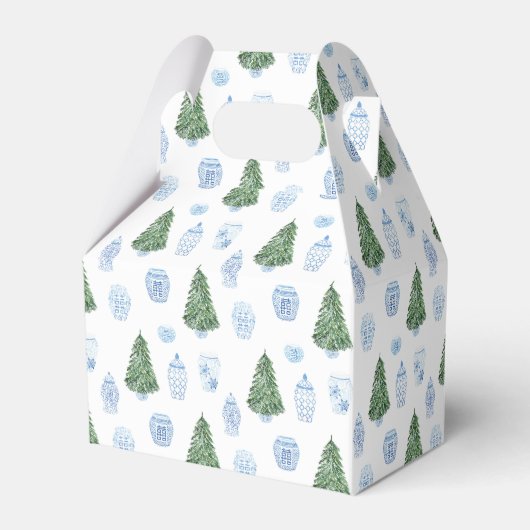 Slimme kerstboomblauwe witte Ornamenten bruiloft Bedankdoosjes (Achterkant)