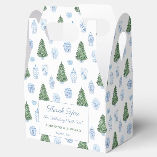 Slimme kerstboomblauwe witte Ornamenten bruiloft Bedankdoosjes (Geopend)