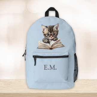 Slimme kitten met bril gepersonaliseerd bedrukte rugzak