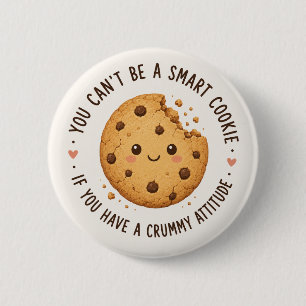 Slimme Koek, Verschrikkelijke Attitude Ronde Button 5,7 Cm