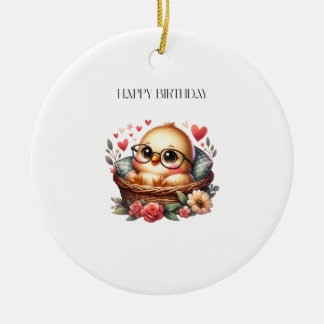 Slimme Kuiken Verjaardag Keramisch Ornament