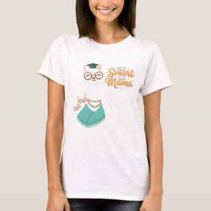Slimme Mama Slimme Lama Cartoon Whimsisch Grafisch T-shirt