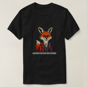 Slimme rode vos in bril en pak - grappig citaat t-shirt