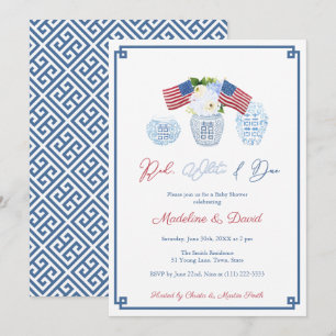 Slimme Rode Witte Due Chinoiserie Baby Shower Fees Kaart