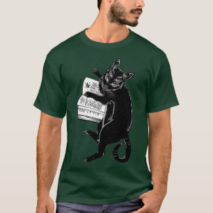 Slimme zwarte boho vier oergeel magische katten le t-shirt