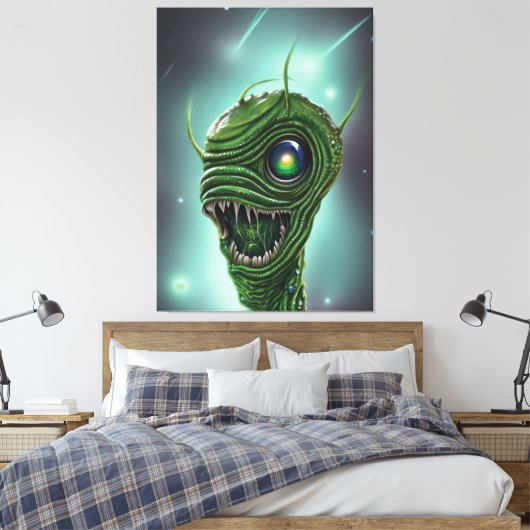 Slimy Alien Monster Canvas afdrukken (Insitu (Slaapkamer))