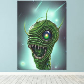 Slimy Alien Monster Canvas afdrukken (Insitu (Houten vloer))