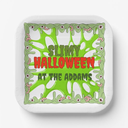 Slimy Halloween Borden Papieren Bordje (Voorkant)