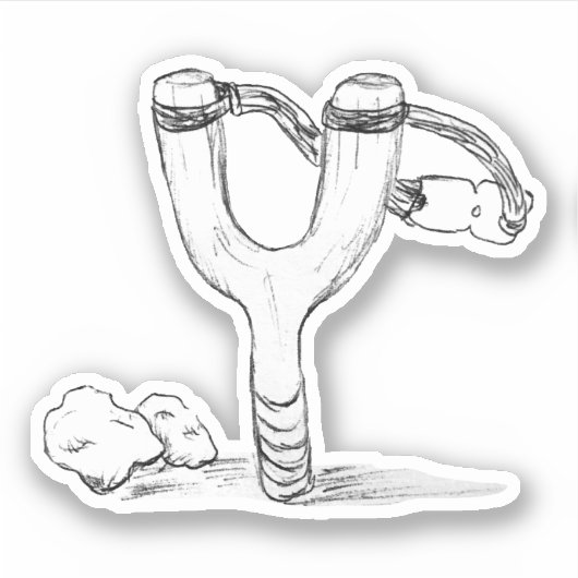 Sling Shot en Rocks Schets Sticker (Voorkant)