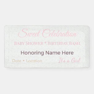 Slinger Babyfeest Roze Feest Verjaardag Pastel Spandoek