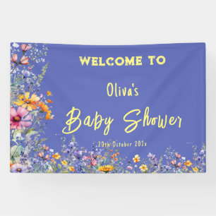 Slinger voor babyfeestje met wilde bloemen spandoek