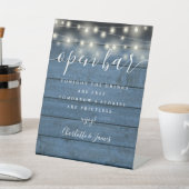 Slingerende lichten Blauwe Rustieke Houten Script  Reclamebord Met Voetstuk (Insitu)