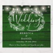 Slingerende lichten bloemrijke rustieke smaragdgro bier etiket (Enkel label)