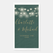 Slingerende lichten groen goud handtekening bruilo servet (Voorkant)