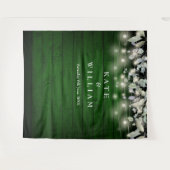 Slingerende Lichtjes Groene Houten Bruiloft Foto A Wandkleed (Voorkant (horizontaal))