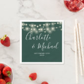 Slingerende lichtjes handtekening Emerald bruiloft Servet (Insitu)