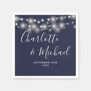 Slingerende Lichtjes Handtekening Script Navy Blau Servet