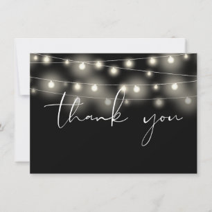 Slingerende lichtjes Zwart en Wit Script Calligraf Bedankkaart