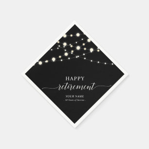 Slingerende Lichtjes Zwart & Wit Pensioenfeest Servet