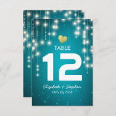 Slingerlichten Bruiloftstoewijzing Plaats Tafelnum Kaart (Voorkant / Achterkant)